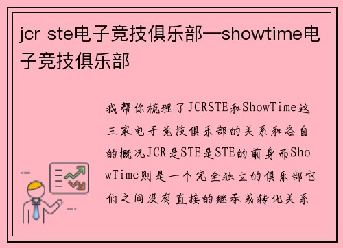 jcr ste电子竞技俱乐部—showtime电子竞技俱乐部